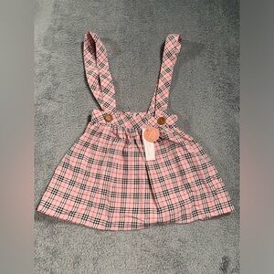 NWT Bailey’s blossoms Pink Plaid Suspender overall dress 3T